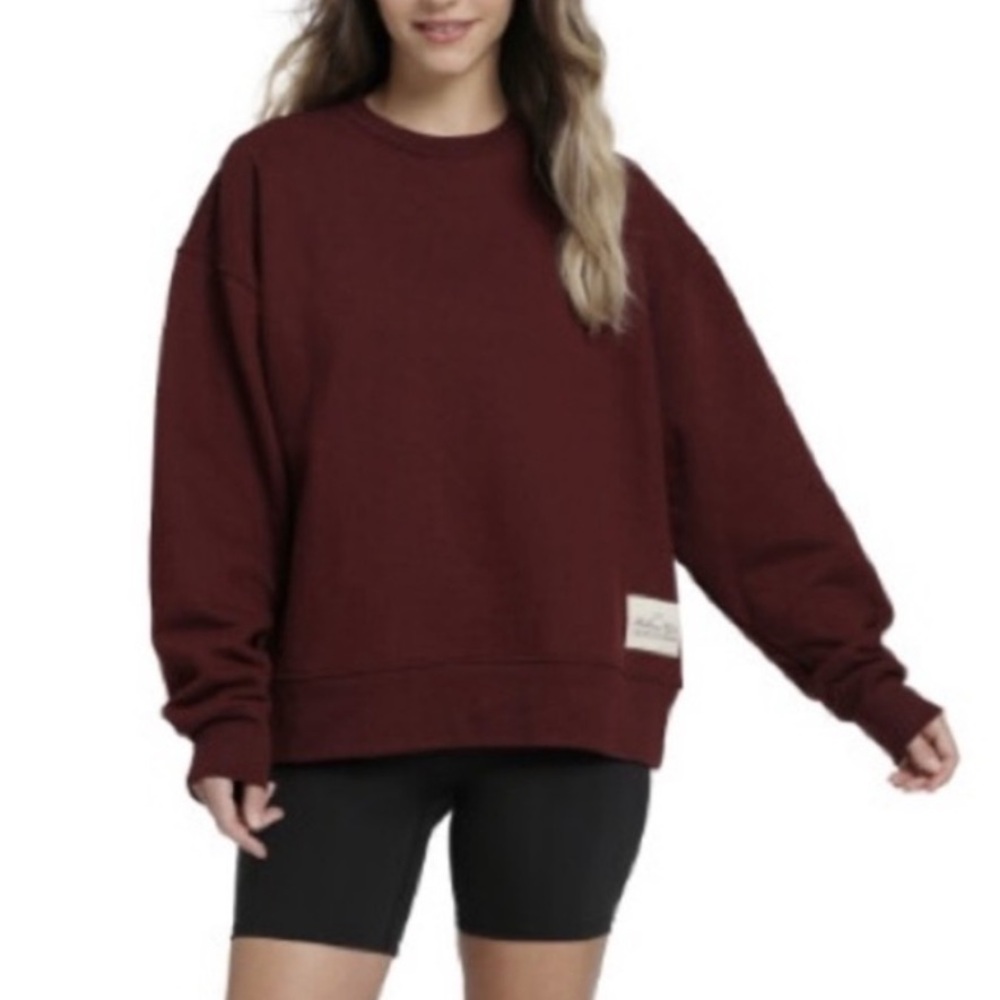 WeWoreWhat XL Deep Burgundy Cozy Oversized Cotton Crewneck pullover Sweatshirt